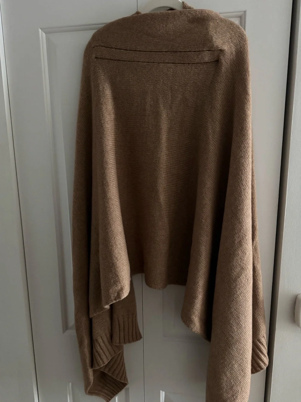 Max Mara Dover Dark Beige Wool Camel Blend Knit Wrap Poncho One Size